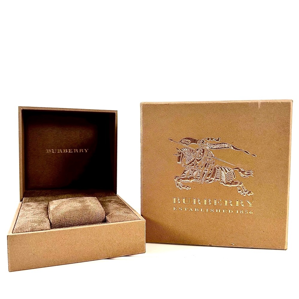 Burberry Brown Gift Box Plus Watch Box Suede Lined Both Tan Golden logo - Picture 7 of 8